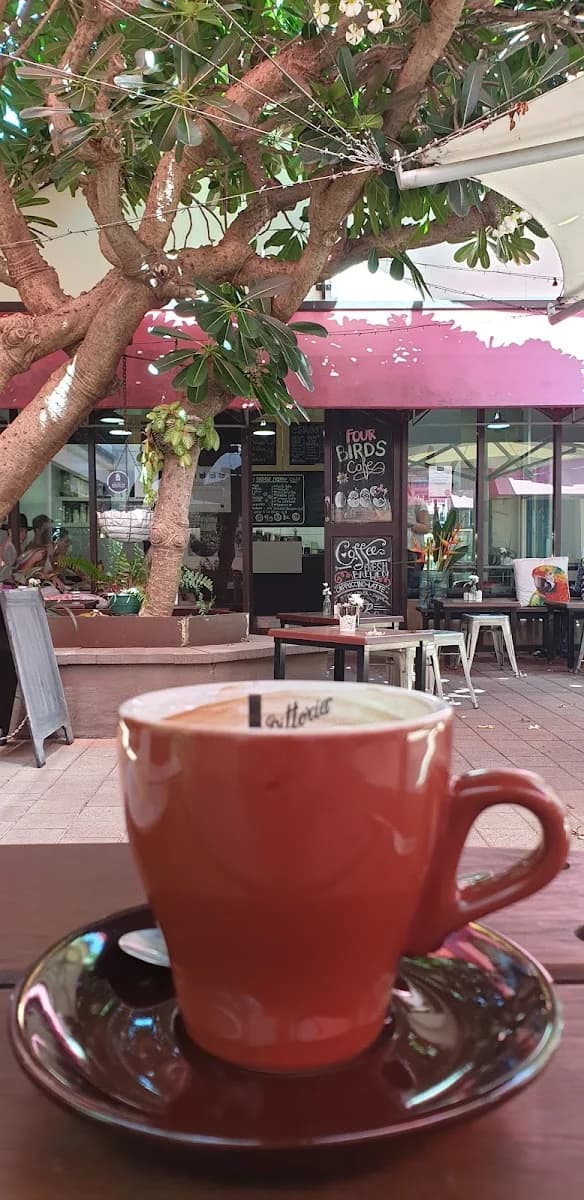 Four Birds Cafe courtyard under the frangipani tree