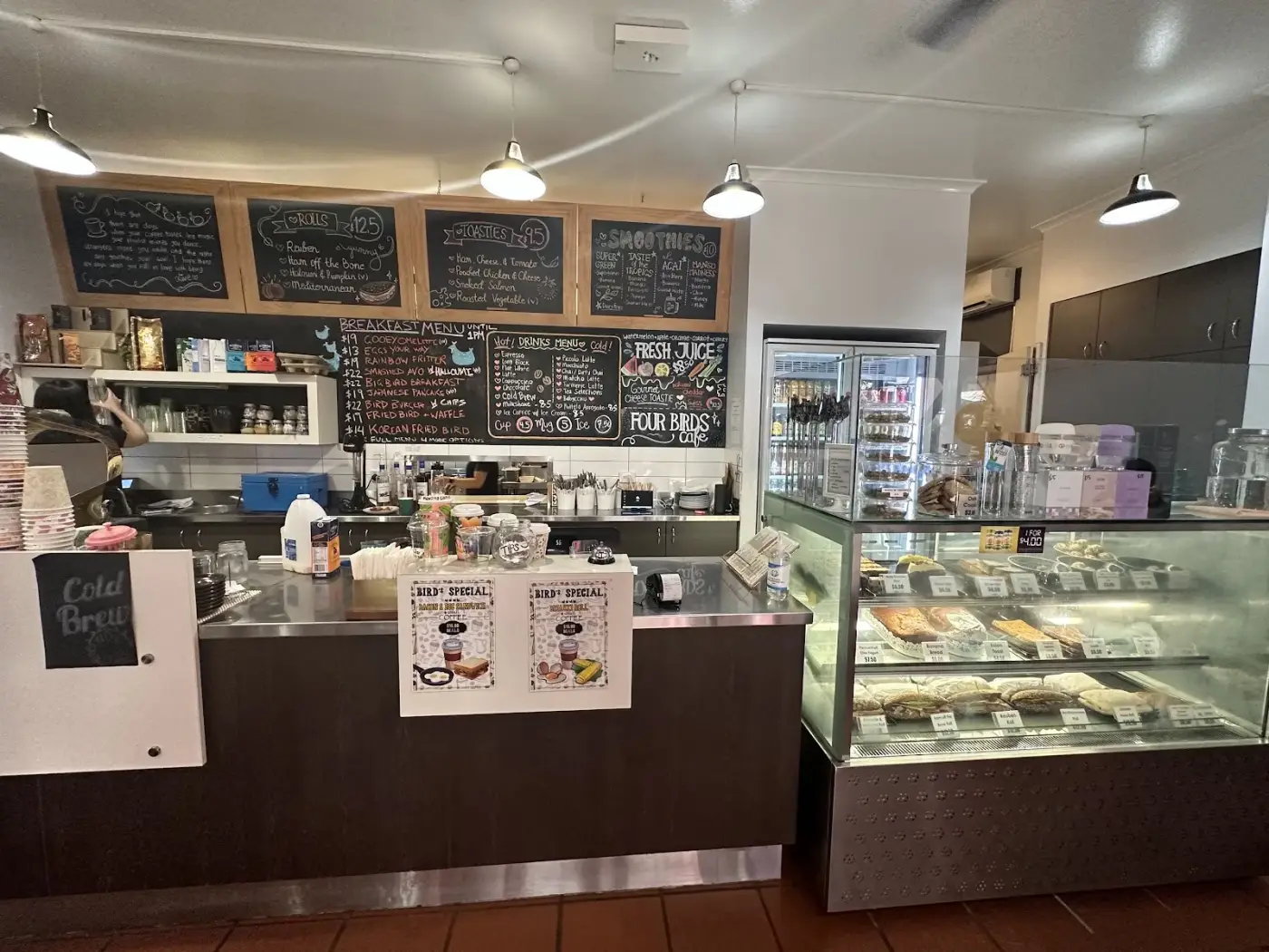 Four Birds Cafe counter and interior in Star Village Arcade